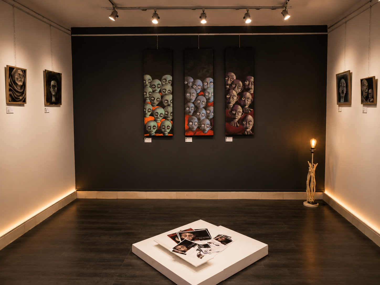 Vue de l'exposition Les Obscurs
