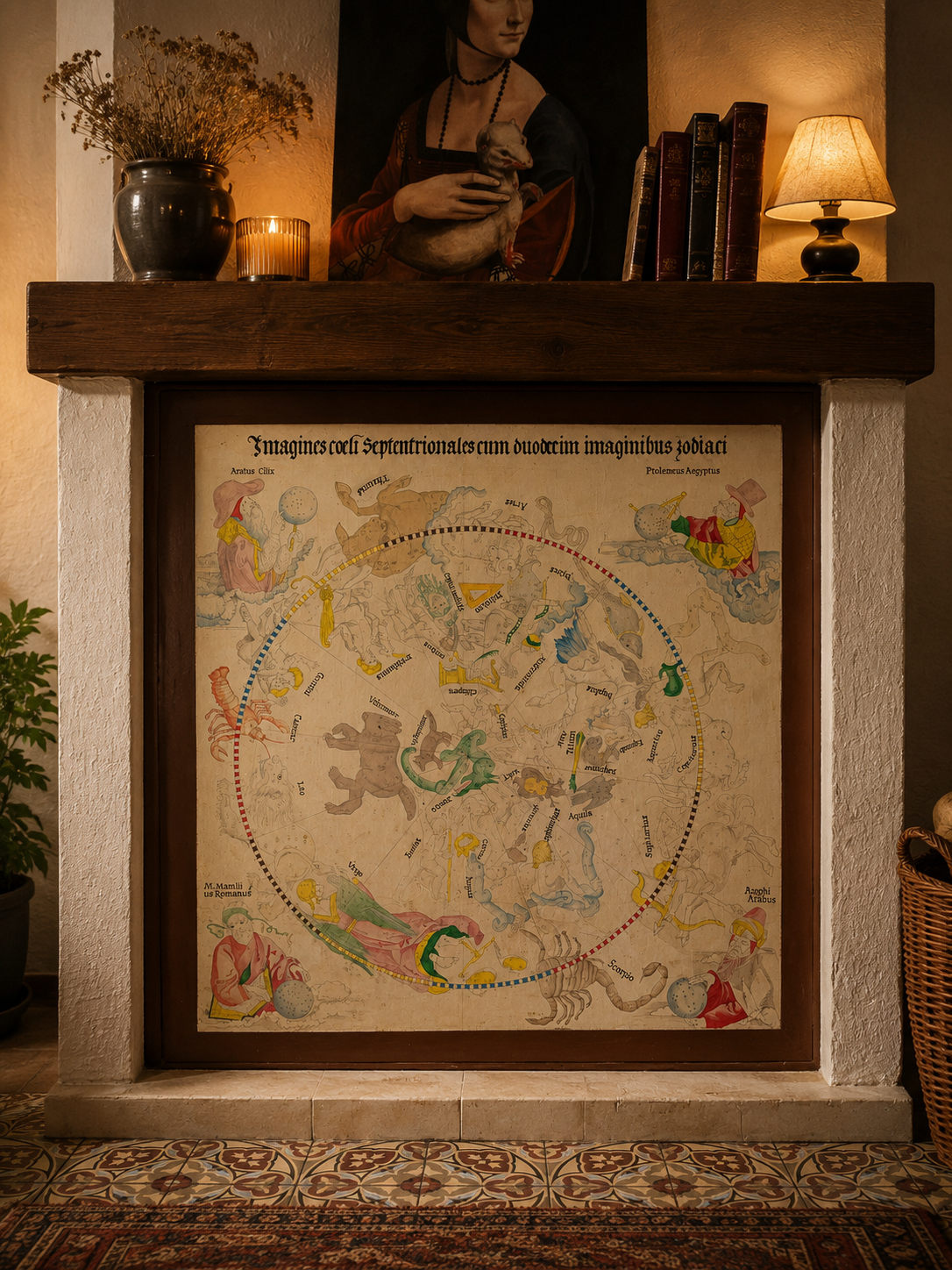 Cache-cheminée décoré par Odile Closset