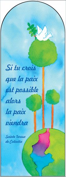 Signet religieux sur le thème de la paix illustré par Odile Closset